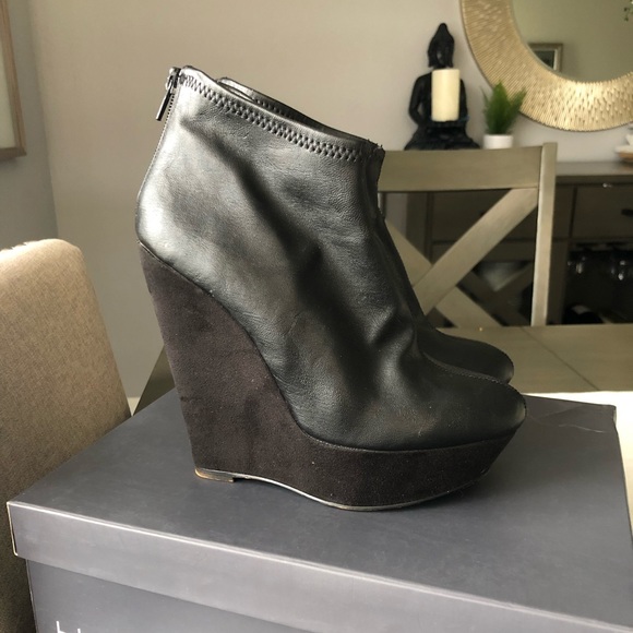 black booties wedge heel